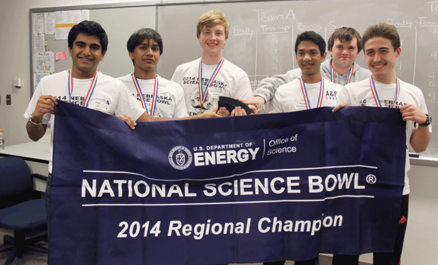 The winners, from Lincoln East High School in Lincoln (left to right): Myan Bhoopalam, Akshay Rajagopal, Isaak Arslan, Ojus Jain, Kyle Thompson and Chris Jurich. Besides being crowned regional champions, the six won an all-expense paid trip to Washington, D.C. to compete at the National Science Bowl. Wayne State played host to the 20th annual High School Science Bowl last Saturday. WSC’s Dr. Todd Young is the head regional coordinator and WSC students volunteered as moderators, judges and kept score, helping the day roll smoothly.