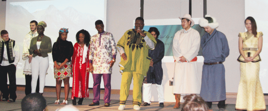 Students performed dances and songs from around the world during the International dinner on Sunday night.