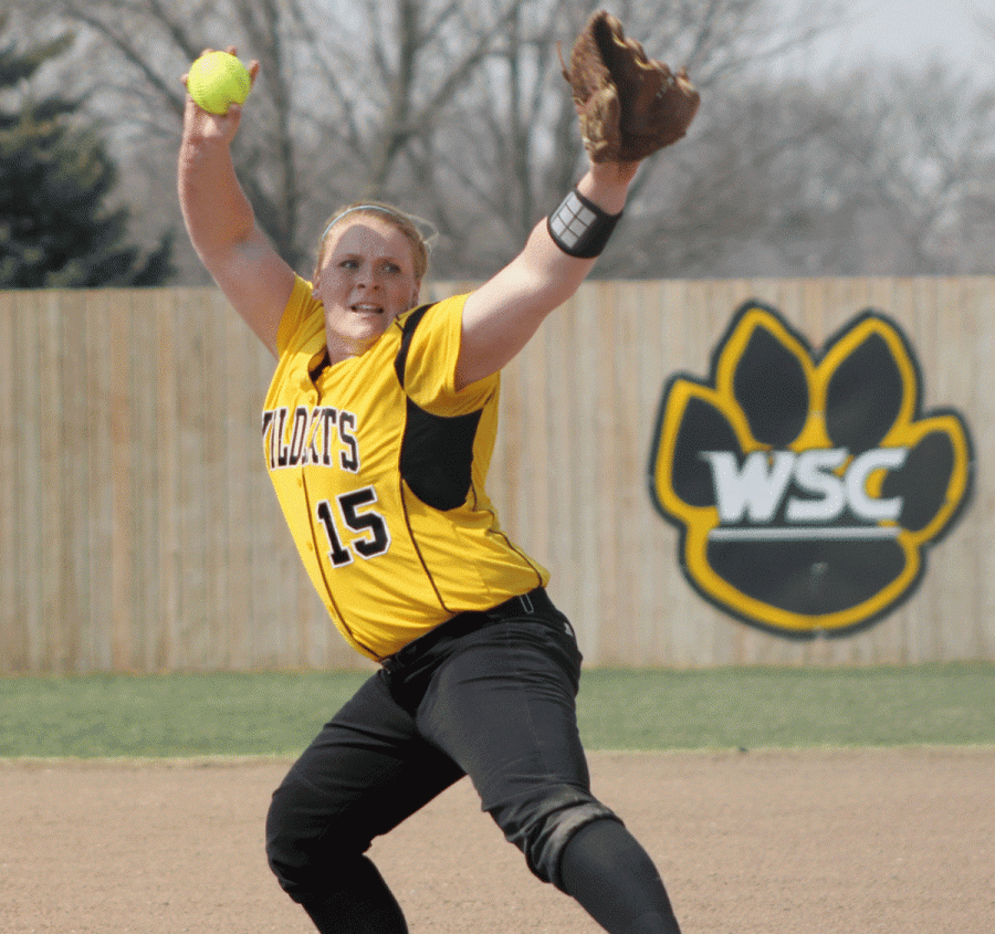 Kelcie Bormann fires a pitch in last weekend’s doubleheader with Minnesota State.