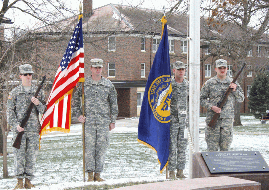 Wayne State College celebrated Veterans Day by dedicating a new WWI memorial outside Terrace Hall on Tuesday. The memorial commemorates the six WSC alumni who lost their lives in WWI.