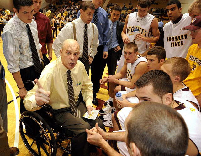 Don Meyer rallies the Nothern State Wolves during his tenure at the school. Meyer passed away last May, and the movie “My Many Sons” is set to come out later this year.