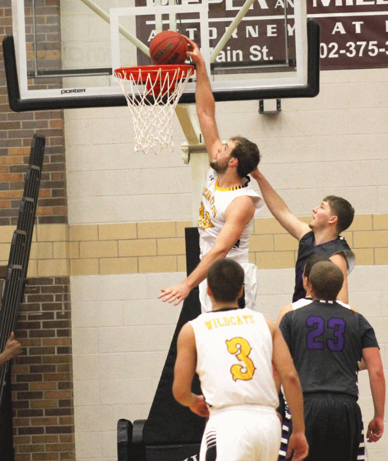 Patrick Kurth elevates and slams one during a contest earlier in the season. Kurth has established himself as WSC’s top big man.