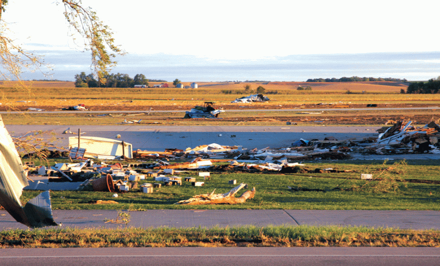 Damage from the tornado that tore through Wayne in the fall of 2013.