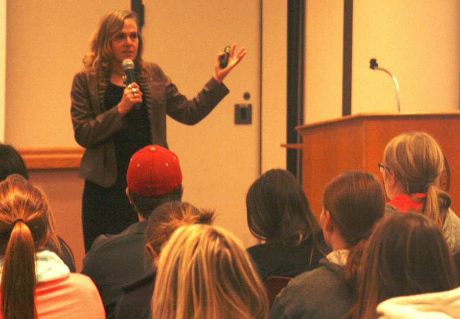 Psychologist Dr. Sally Spencer-Thomas spoke to students about suicide prevention in Frey Conference Suite in the Student Center on Jan. 29.