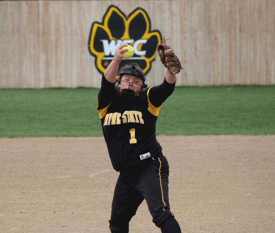 Cassy Miller fires a pitch to home plate in last Sunday’s doubleheader with St. Cloud State.