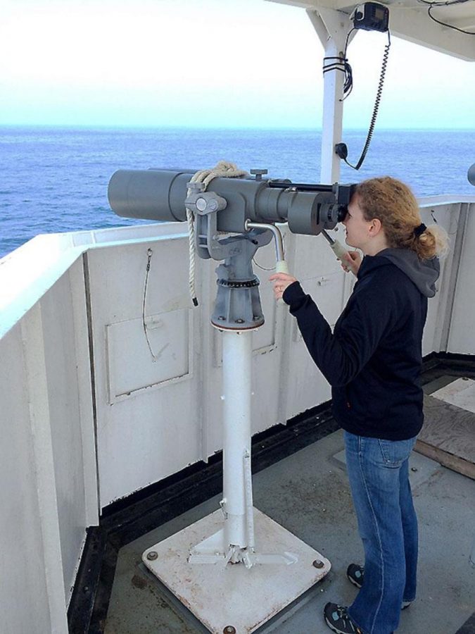 WSC PROFESSOR Kelly Dilliard spent a month at sea studying right whales through
National Oceanographic and Atmospheric Administration’s Teacher at Sea program.