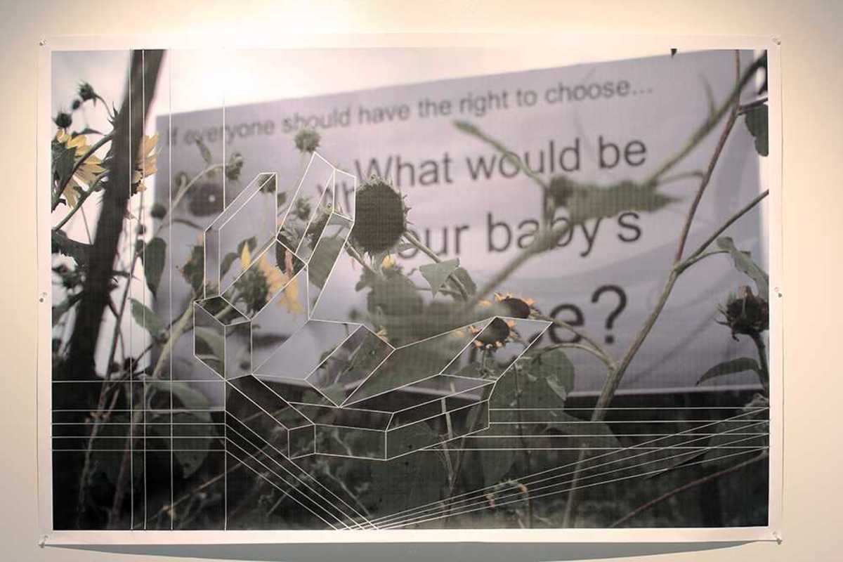 Chris Holton was inspired from traveling and seeing the different types of billboards. Holton created the above image by reconstructing geometric shapes in the image.
