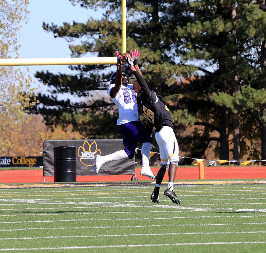 Wayne State football held its 28th annual Egg Bowl Game this weekend against Winona State. The Warriors top-ranked defense held down the ‘Cats, ending in a 41-20 loss for WSC. Freshman Willie Walton (photographed) had five completions for 80 yards, 