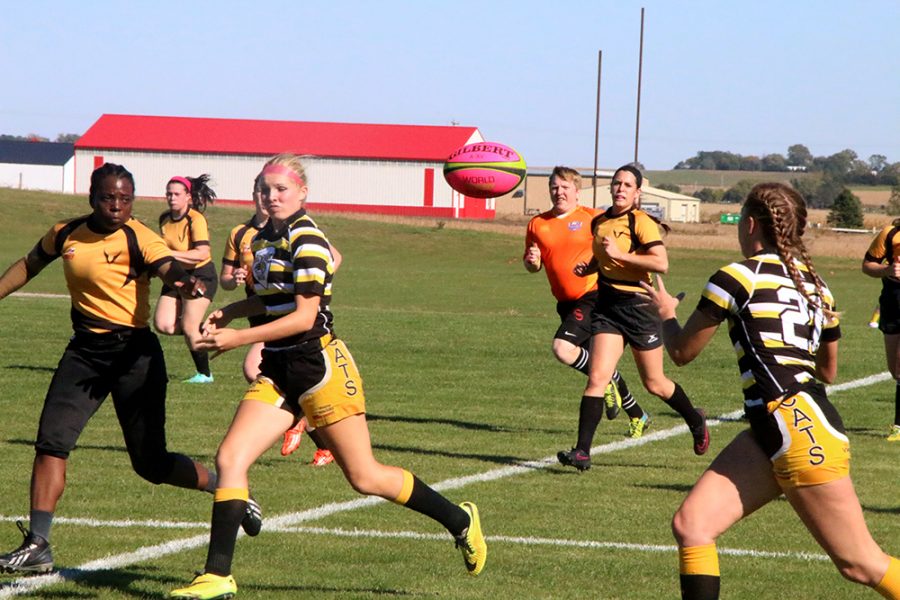 The women’s rugby team faces off against Wisconsin State this past weekend, winning the game 95-0.