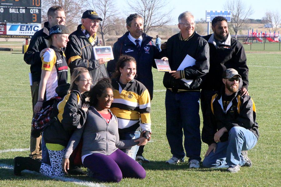 On Saturday, Rod Tompkins (back row, second from left) was awarded the Program Development of the Year in North America. Tompkins has been key in the rugby program in helping fund Wayne Rugby Park when it was being built and also when it was being rebuilt after the tornado in October 2013.