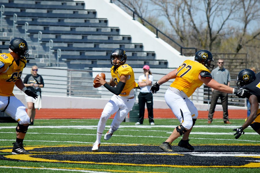 WSC’s football team hosted its annual spring football game Saturday. The game is a scrimmage against the Gold team (offense) and the Black team (defense). The Gold team came from 22 points down to rally back and take the win from the Black team with a final score of 31-30. The spring game concludes spring drills for the Wildcat football team until the summer. 