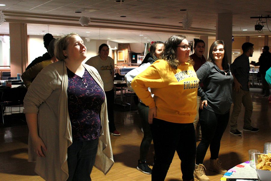 Students and staff learn how to dance the salsa with SAB and Latinos Uniting.