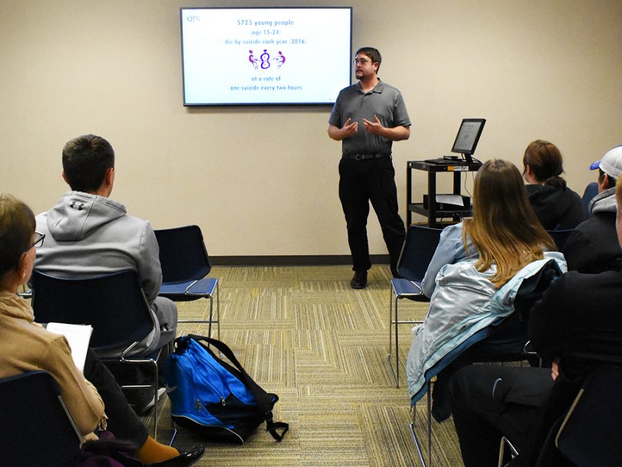 WSC Students met in the Bluestem Room in the Kanter Student Center last Thursday to learn about how to help prevent suicide.