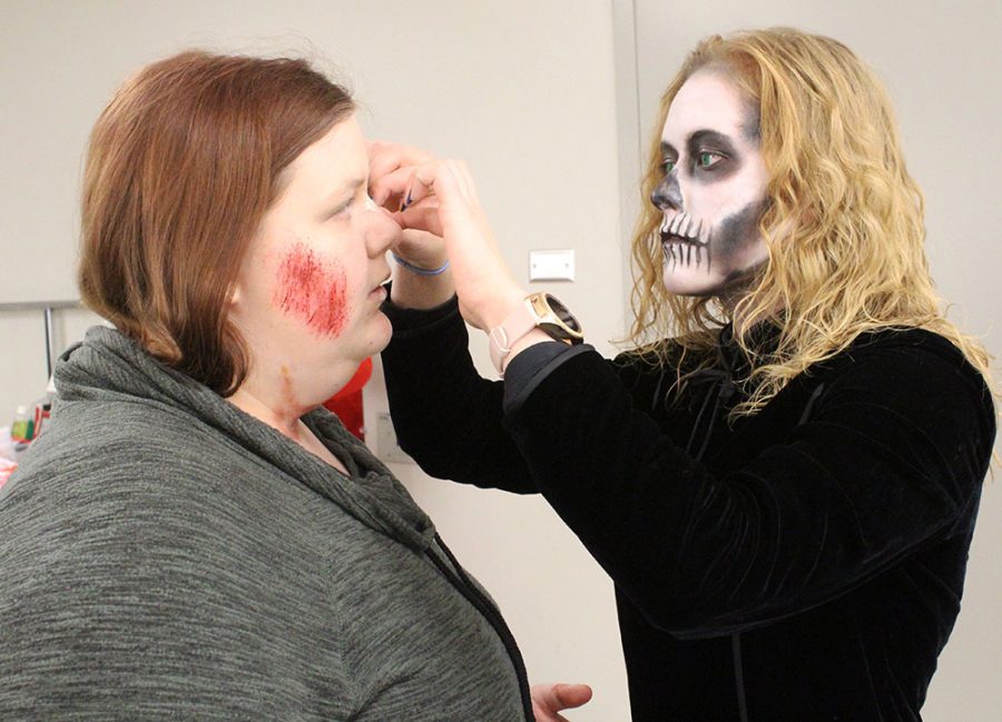 WSC drama club members Myah Gibney and Michaela Timmerman get ready for the annual Haunted Trail fundrasier. The Haunted Trail will be open Halloween night from 7-10 p.m. 