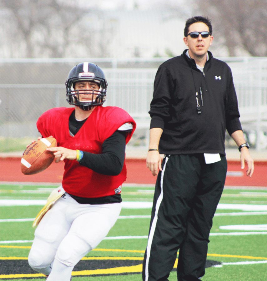 John McMenamin with a student-athlete during his stint as WSC offensive coordinator