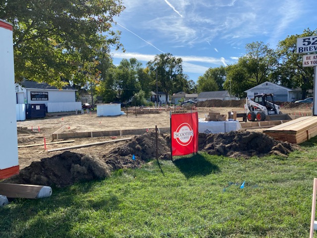 Construction on the Scooters Coffee along Dearborn Street is expected to be completed by the end of November, and the store is tentatively scheduled to open in December. Scooters will employ roughly 20 full-time and part-time employees.