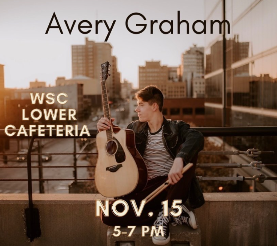 Avery Graham performed many covers and originals Nov. 15 in the Lower Cafeteria. Photo courtesy of Avery Grahams Instagram @avery_grahamofficial