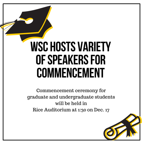 WSC will host commencement for graduate and undergraduate students in Rice Auditorium at 1:30 on Dec. 17.