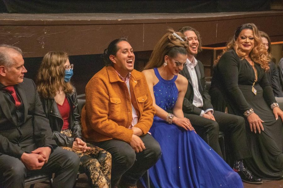 Cast and crew of The Queen of Pandoras Box laugh during the Q&A session.