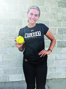 WSC softball player Mattingly Barnes poses for a photo with her home run ball. Photo courtesy of Mattingly Barnes. 