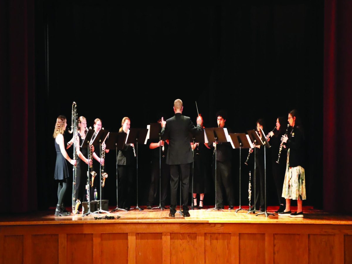WSC clarinet choir members perform one of their pieces while directed by WSC woodwind instructor Karl Kolbeck. 
