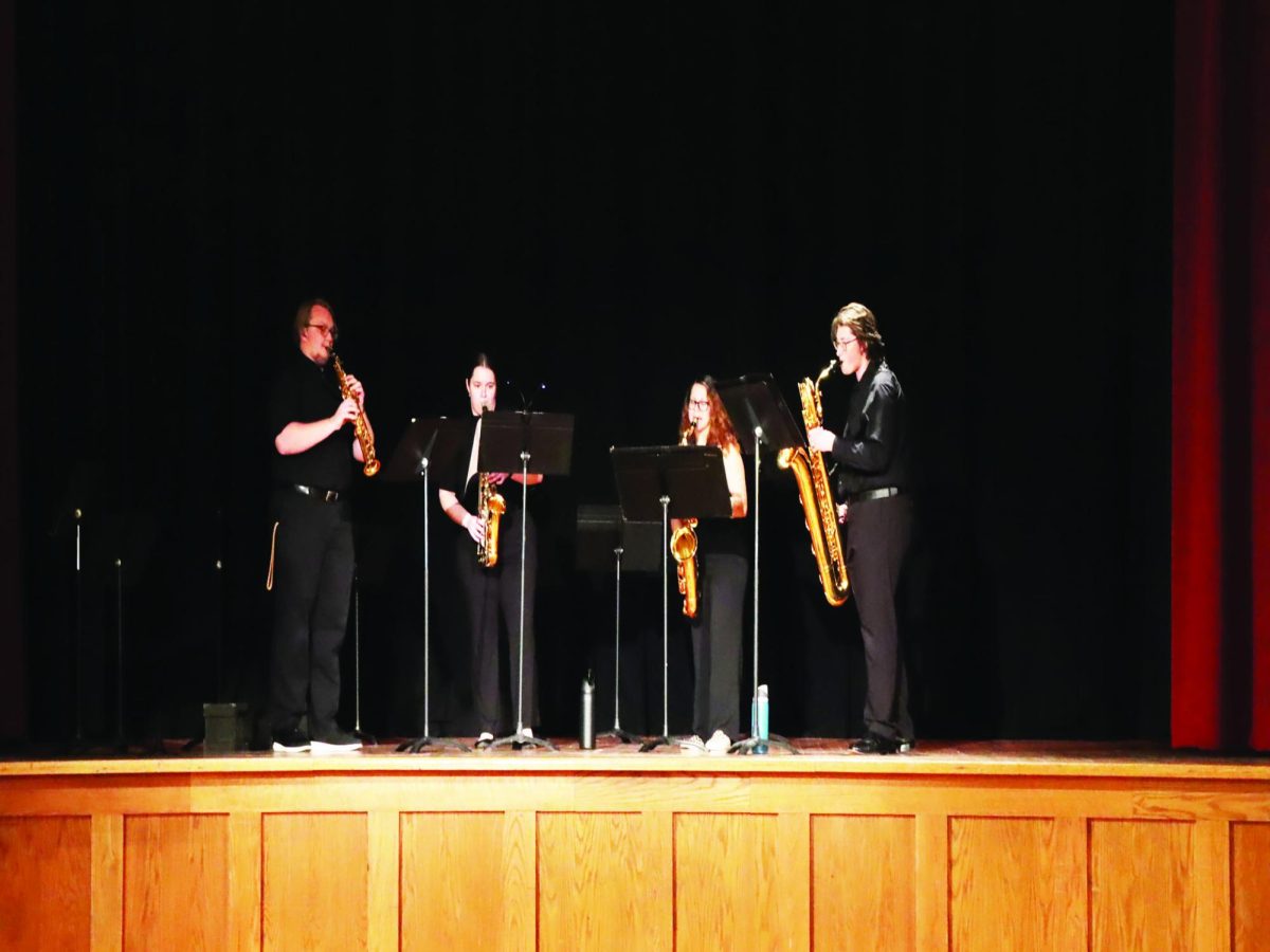 Members of the WSC saxophone quartet perform one of their pieces. 