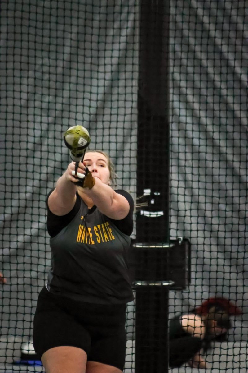 Senior Olivia Schwarzrock throws a personal record on Senior Night.