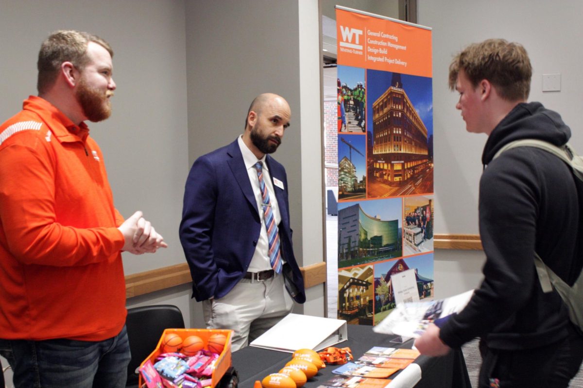 A WSC student talks to employers at the WSC IT Career Fair.