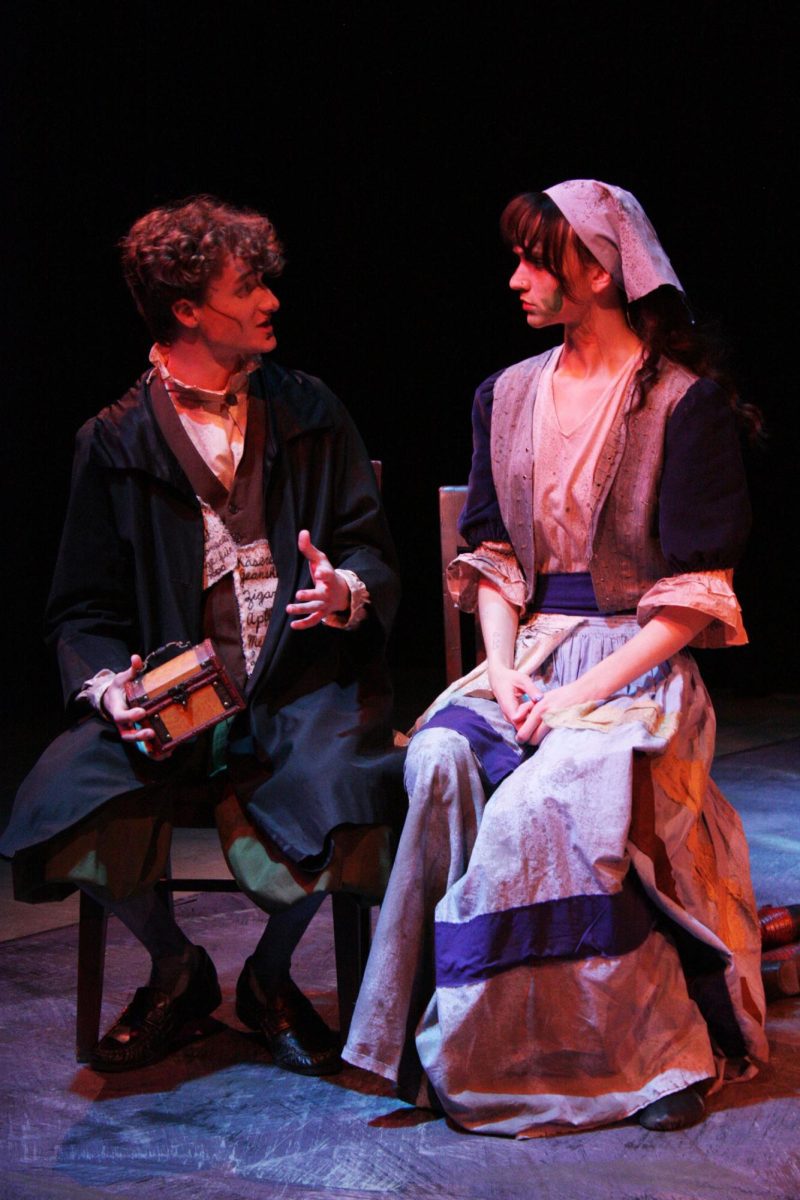 WSC students perform 'Mother Courage and Her Children' in the Black Box Theatre in the Peterson Fine Arts Building.
