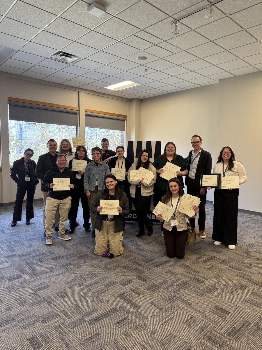 KWSC-FM, KWSC-TV and The Wayne Stater attend the Northern Plains Collegiate Media Association conference and awards.